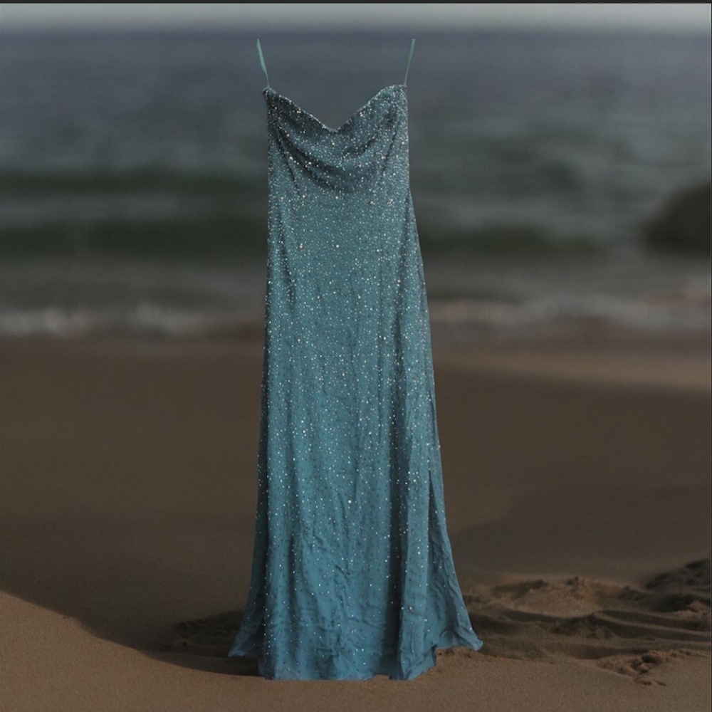 Strapless sequence gown